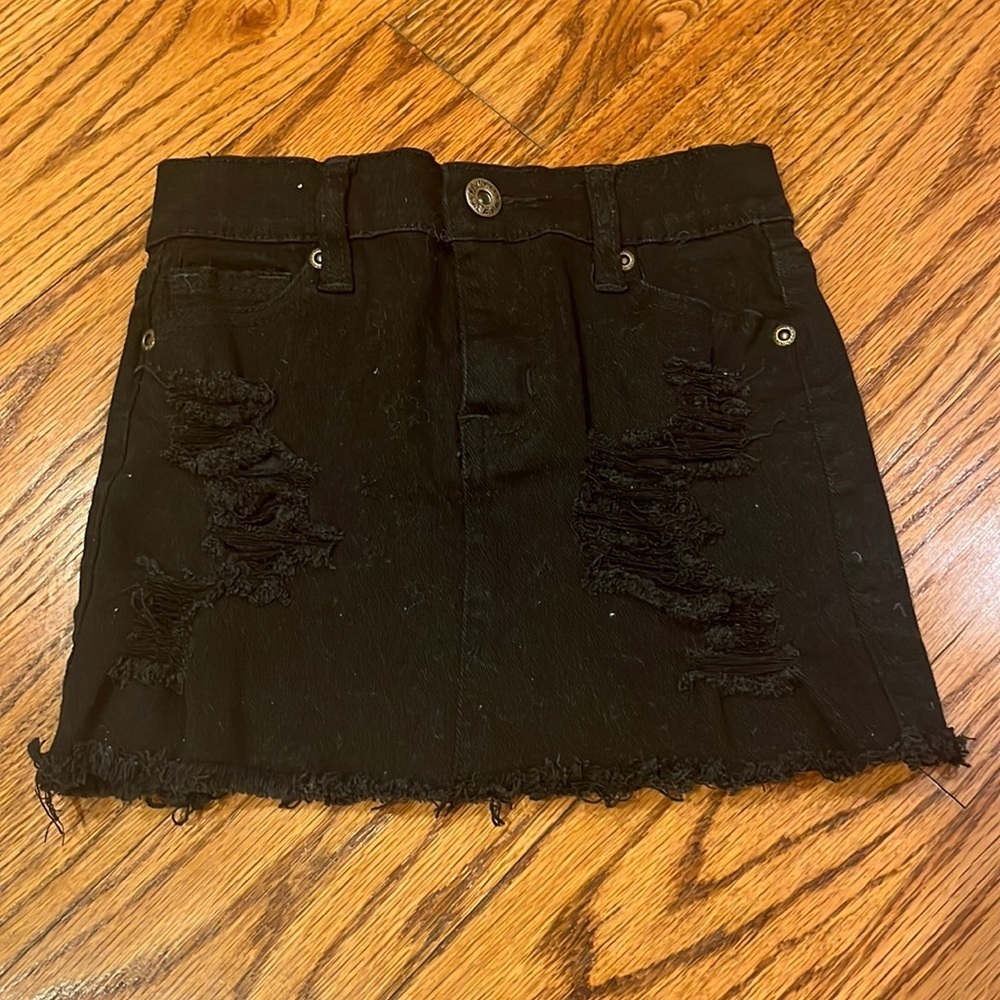 Contraband Girl’s Black Ripped Jean Skirt Size 8